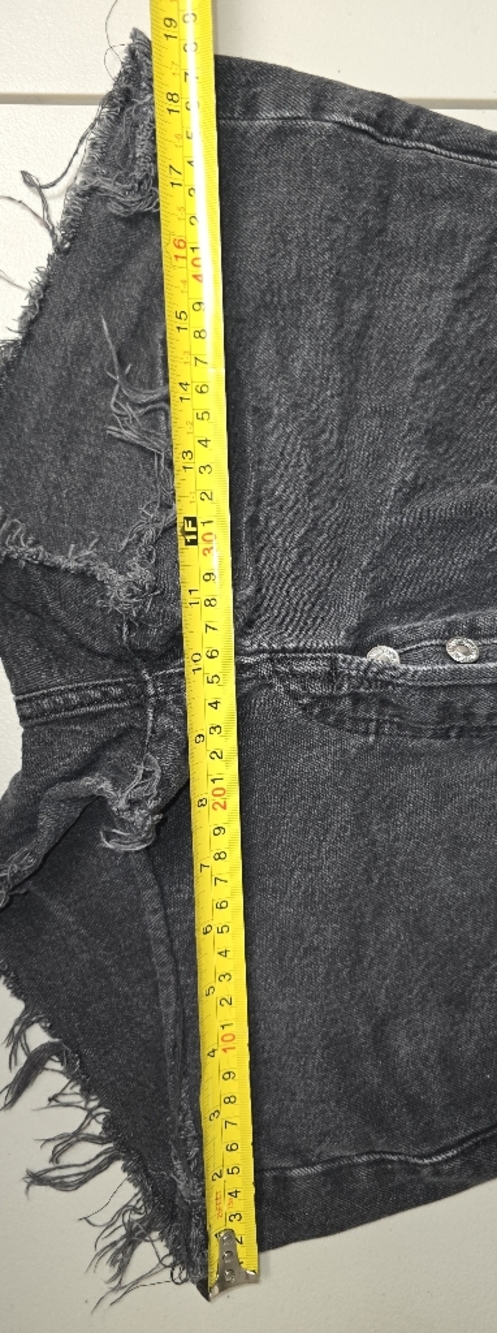 Levi’s 501 Black Denim Shorts High Rise Button Fly Distressed S - Picture 4 of 10